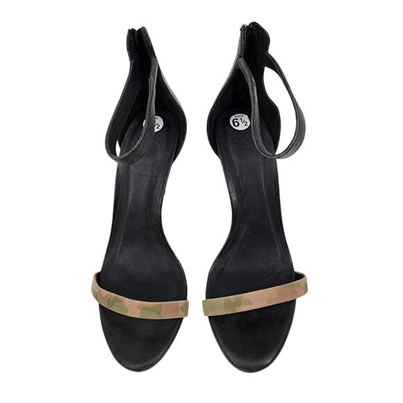 Joie Abbott Camo Toe Strap Black Ankle Strap Zipper Back Stiletto Heels Size 6.5 - Picture 7 of 7